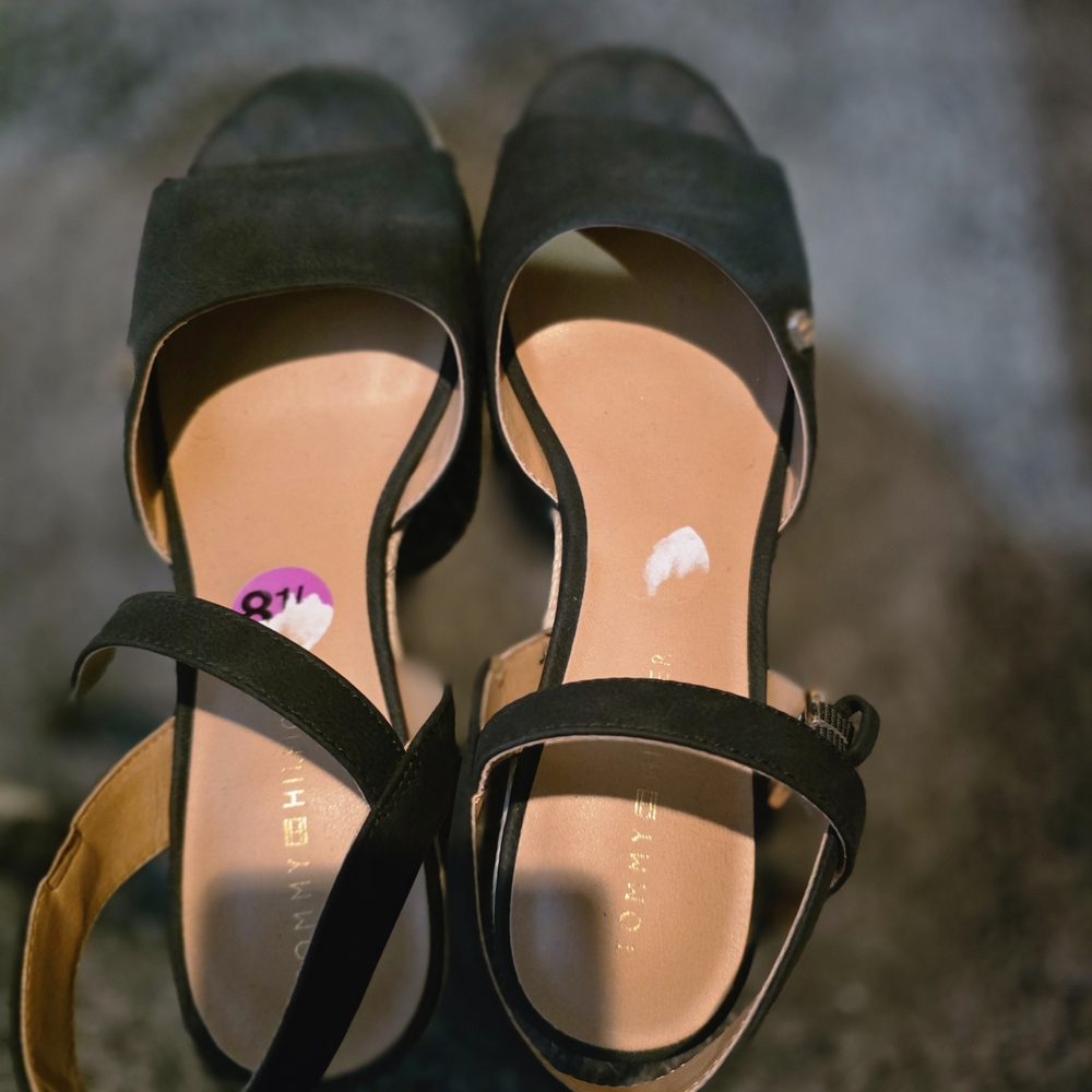 Tommy Hilfiger Black and Tan Women's Sandals